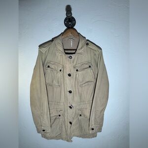 Free People Not your Brothers Surplus Tan/Khaki Cargo Jean Jacket‎ Size Medium